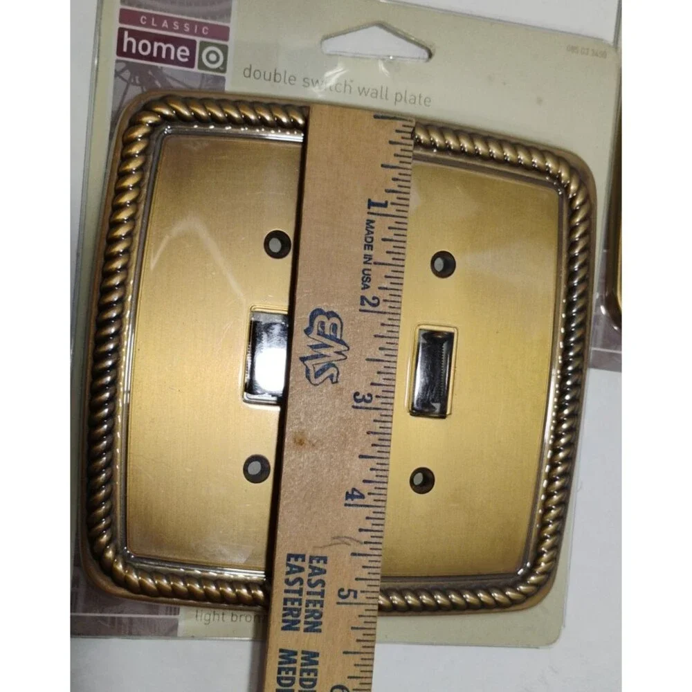 Classic Home Brass Tone Double Switch Plate Cover 5x5 Lot of 2